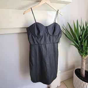 NWT MISS SELFIS Faux Leather Corset Top Mini Dress